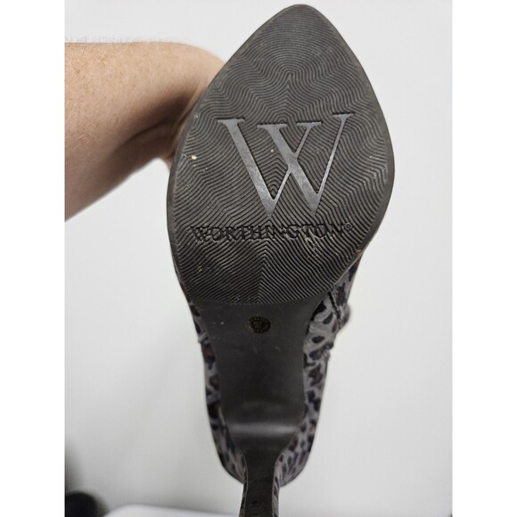 Worthington Ankle Booties Women's 7M Leopard Print Side Zip Stiletto Platforms - Picture 7 of 9